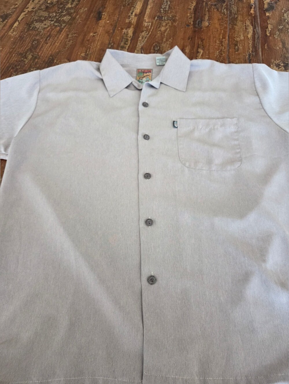 Vintage Pineapple Connection Men's Light Brown Casual Button-Down Shirt